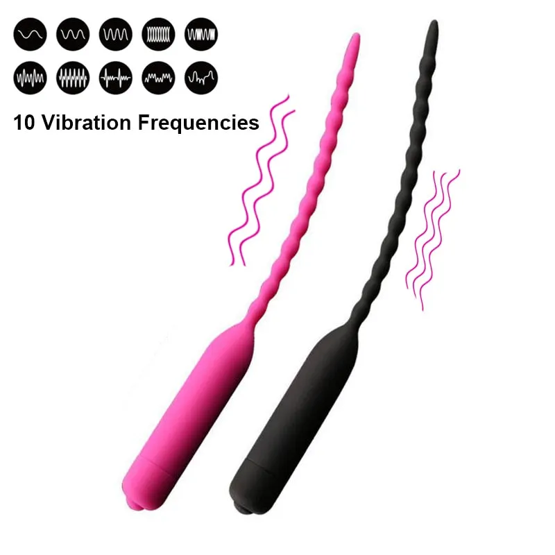 10 Vibrating Modes Urethral Sounding Vibrator Penis Plug Sex Toy