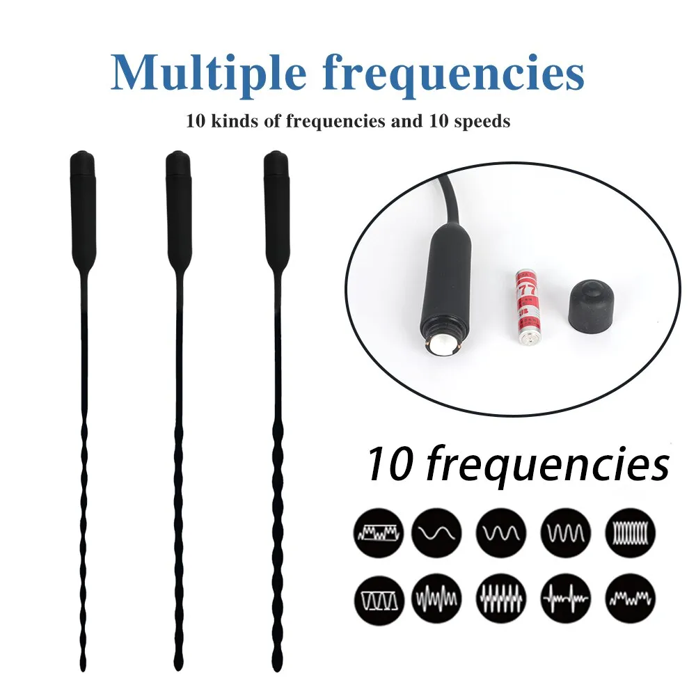 10 Vibrating Modes Urethral Sounding Vibrator Penis Plug Sex Toy