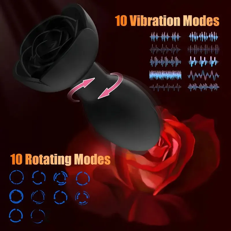 10 Vibrations 10 Rotation Modes Rechargeable G Spot Vibrator Anal Sex Toy