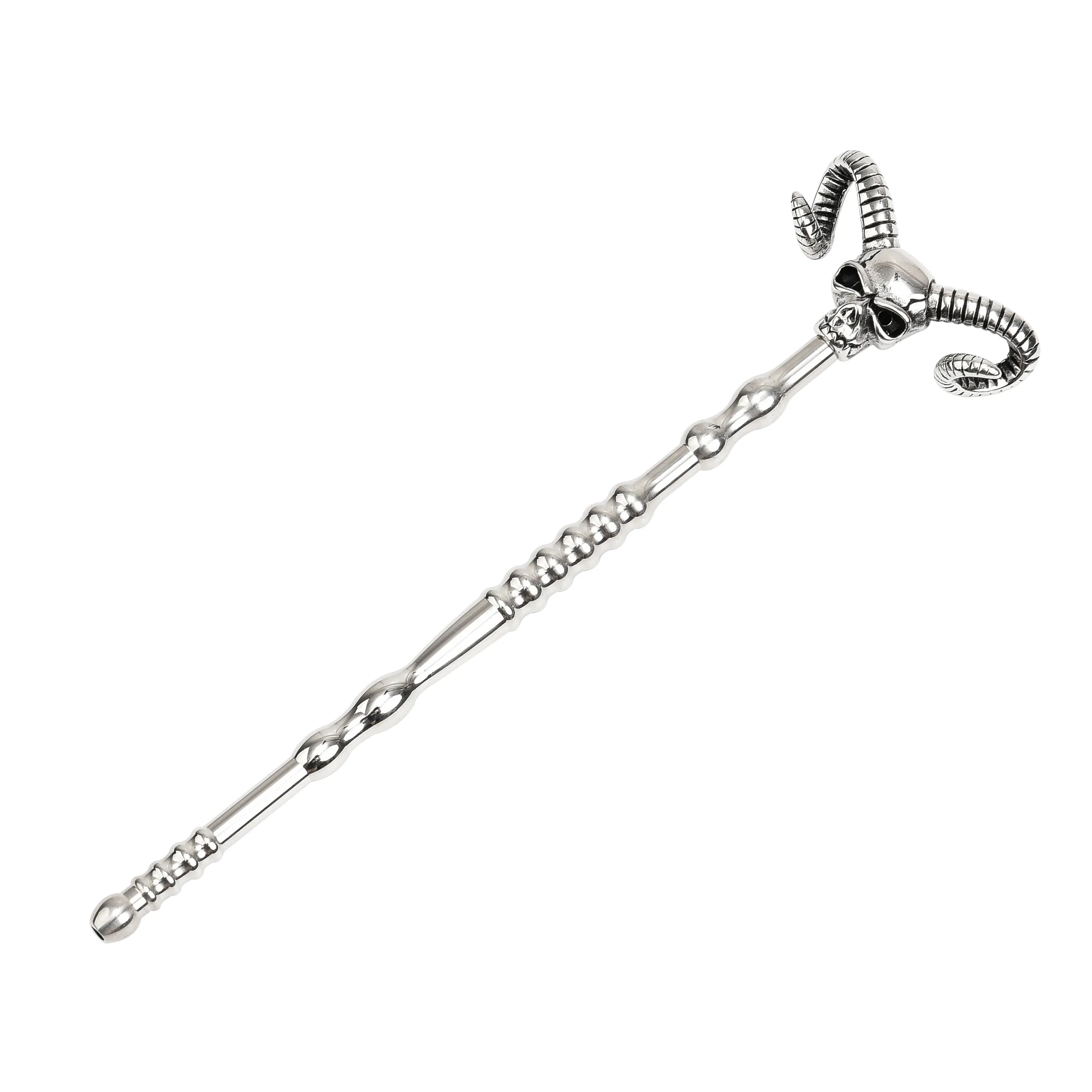 140mm Skull Head Hollow Metal Penis Plug Urethral Sound Sex Toy