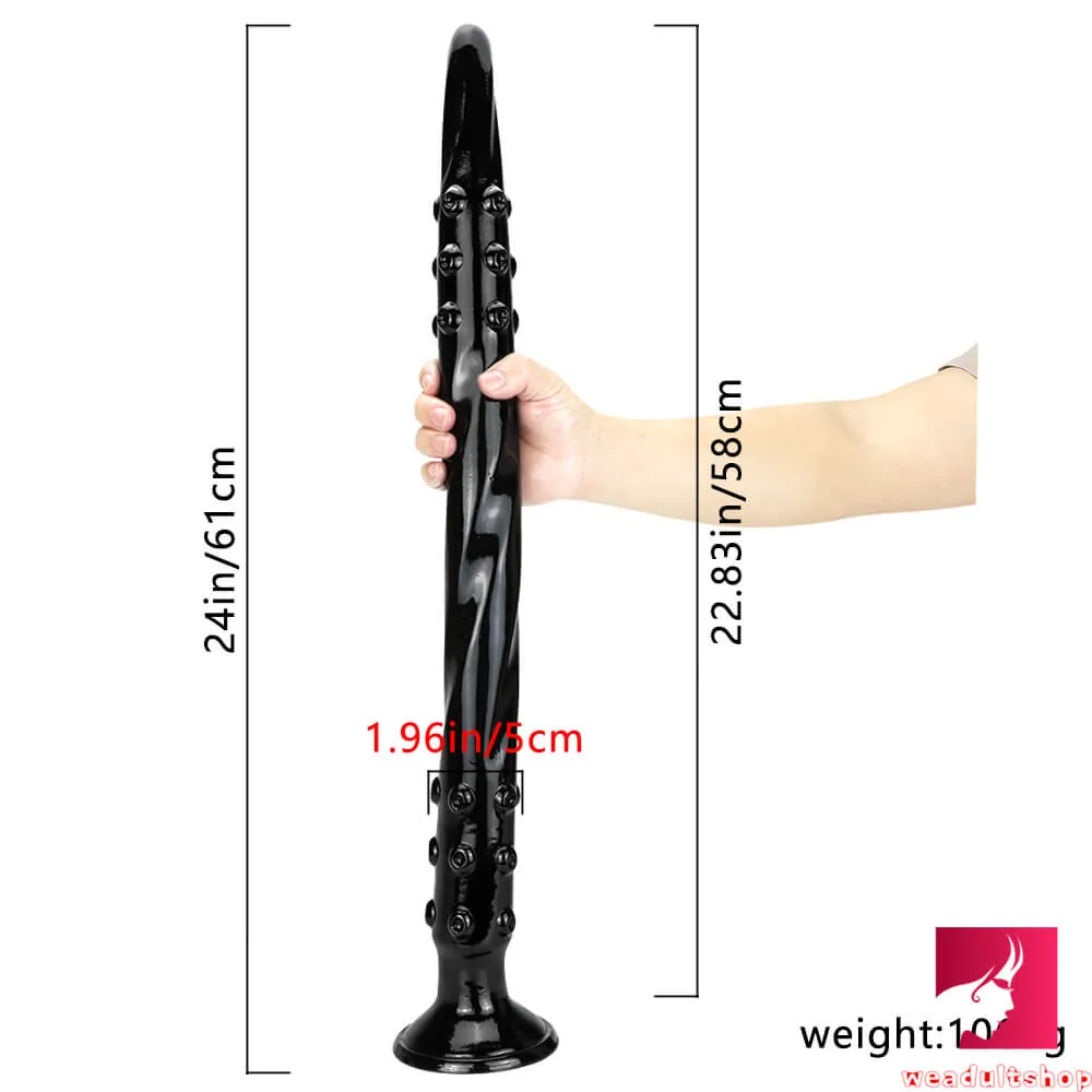 24in Fantasy Long Slim Big Black Butt Plug Dildo For Anus Sex
