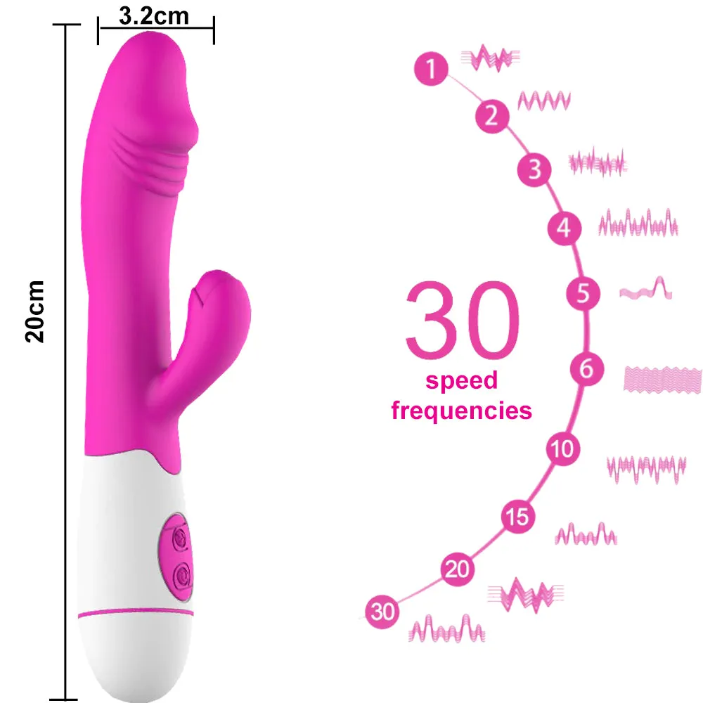 30 Speed G Spot Rabbit Vibrator Dildo Vaginal Clitoral Stimulator Female Sex Toy