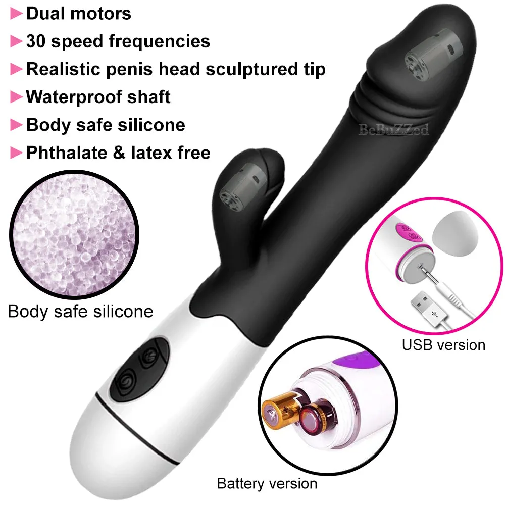 30 Speed G Spot Rabbit Vibrator Dildo Vaginal Clitoral Stimulator Female Sex Toy
