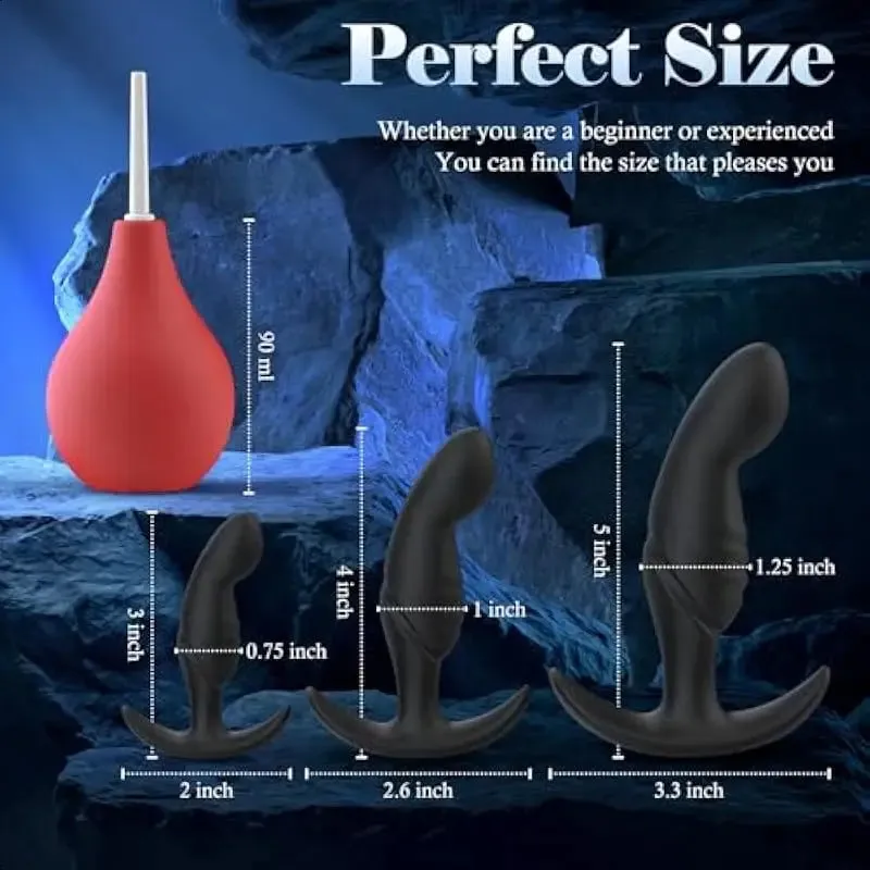 4pcs Silicone Butt Plug Set Anal Dildo Training Kit Sex Toys Prostate Toys