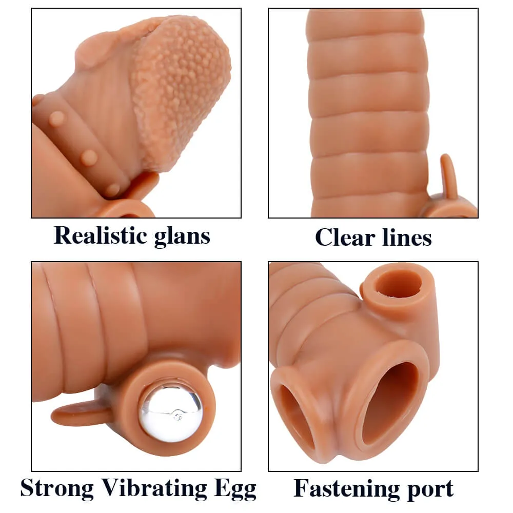 6.1in Men Penis Enlargement Vibrating Silicone Sex Love Thicken Toy