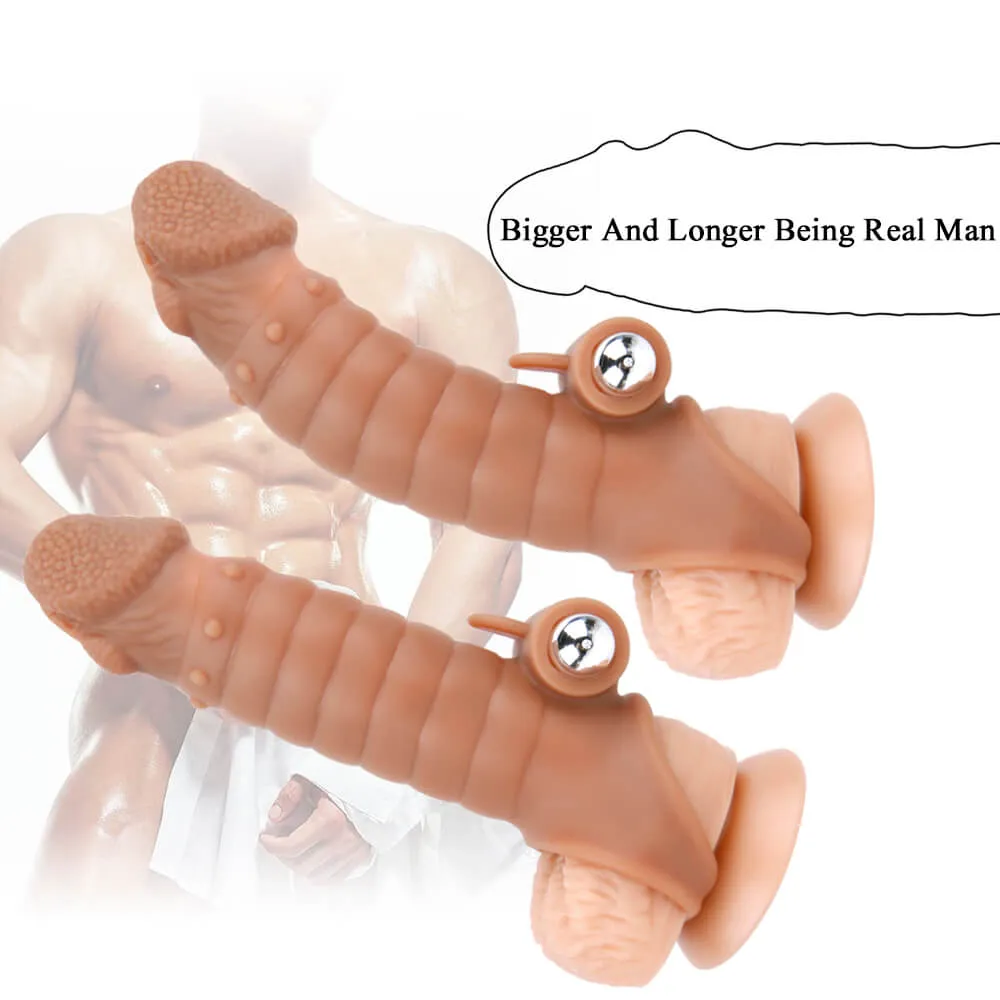 6.1in Men Penis Enlargement Vibrating Silicone Sex Love Thicken Toy