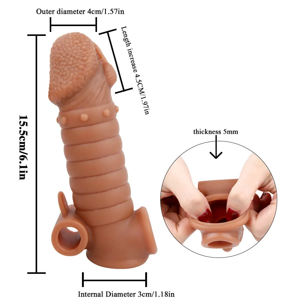 6.1in Men Penis Enlargement Vibrating Silicone Sex Love Thicken Toy