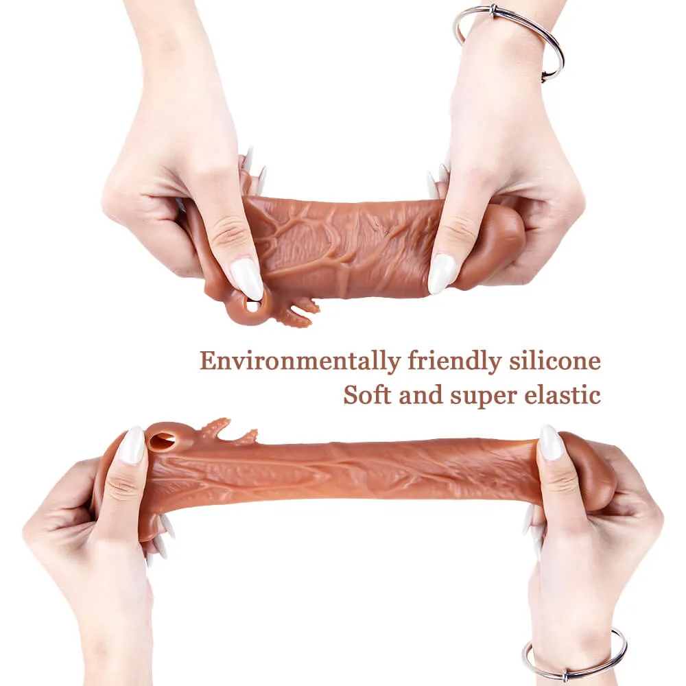 6.69in Realistic Cock Extender Sleeve Vibrating TPE Sex Toy For Men