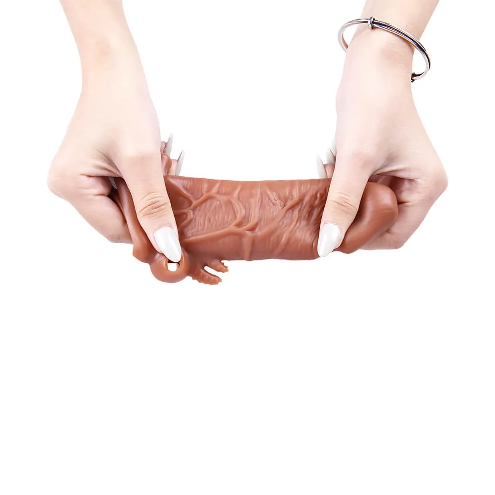 6.69in Realistic Cock Extender Sleeve Vibrating TPE Sex Toy For Men