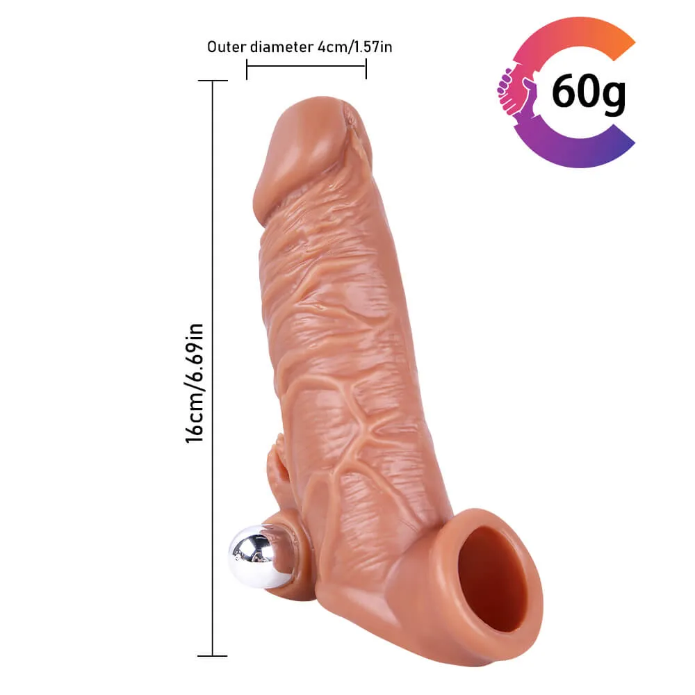 6.69in Realistic Cock Extender Sleeve Vibrating TPE Sex Toy For Men