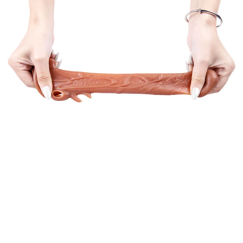 6.69in Realistic Cock Extender Sleeve Vibrating TPE Sex Toy For Men
