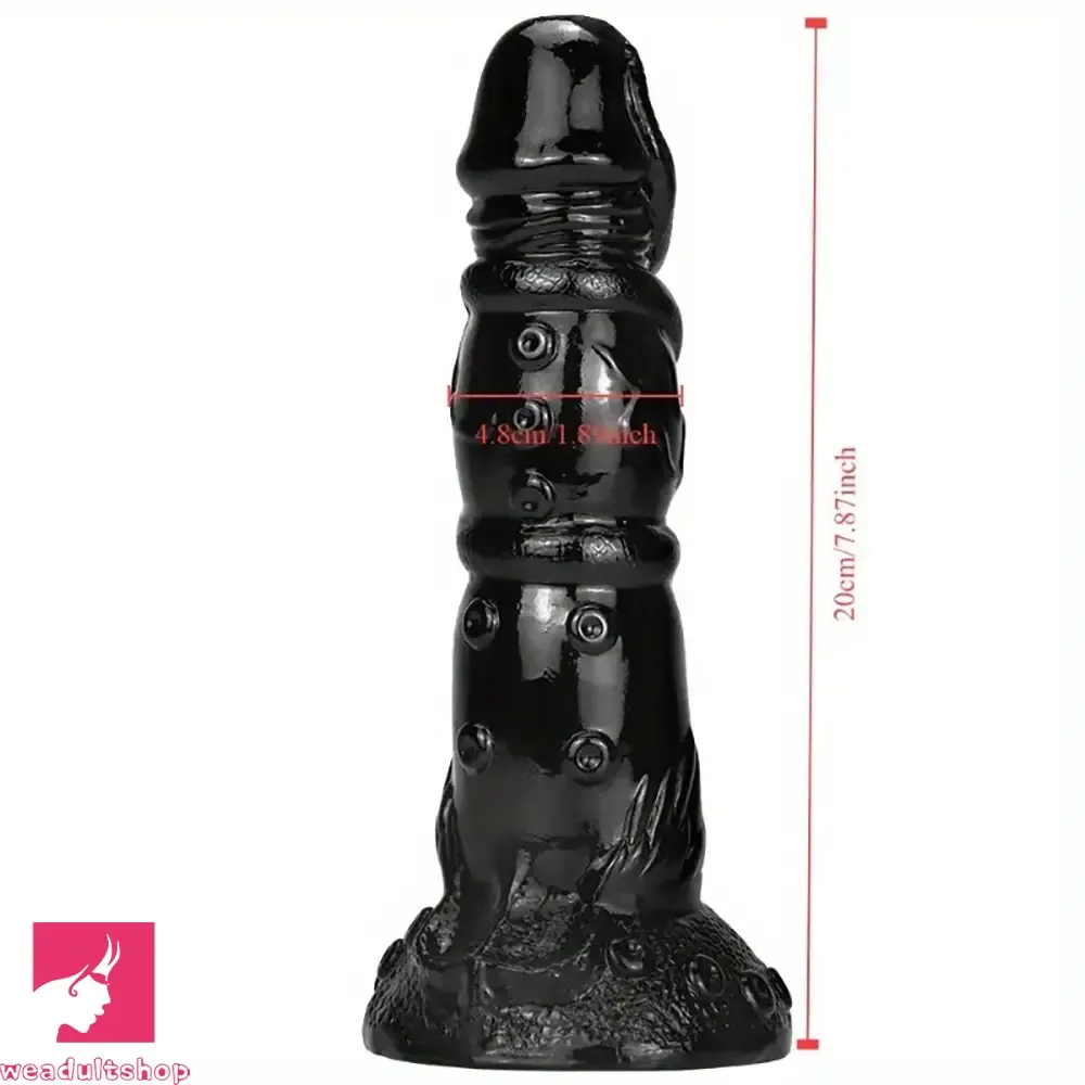 7.87in Fantasy Black Spiked Male Dildo For Stimulation Massager Sex