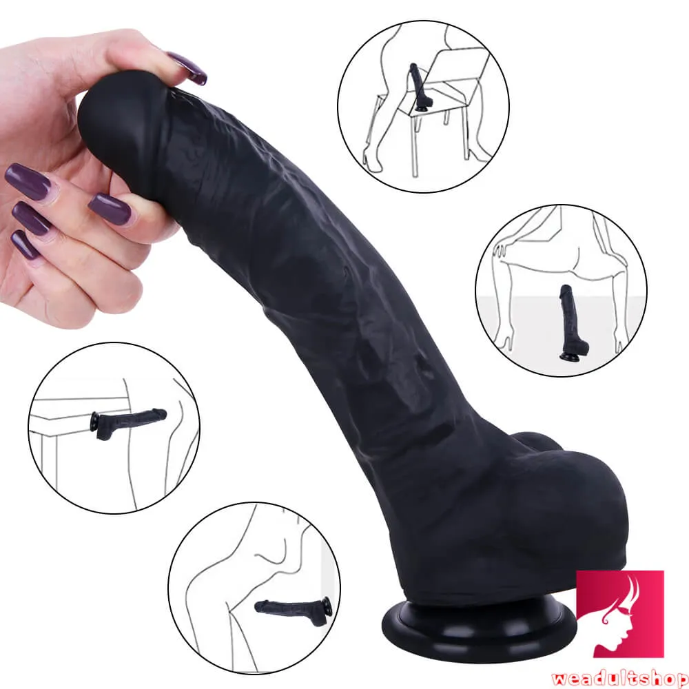 9.45in Girls Using Big Dildo Sex Toy With Blue Veins