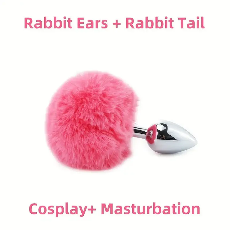 Adorable 2pcs Set Bunny Tail Anal Plug For Women Men Cosplay Sex Toy