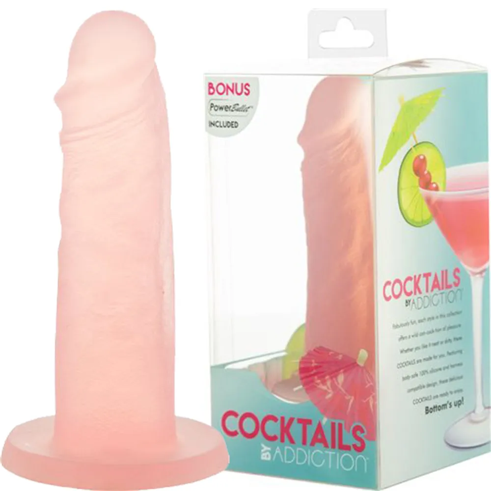 BMS Addiction Cocktails Peach Bellini 5.5 Dildo & Bullet Vibrator Dong Sex Toy