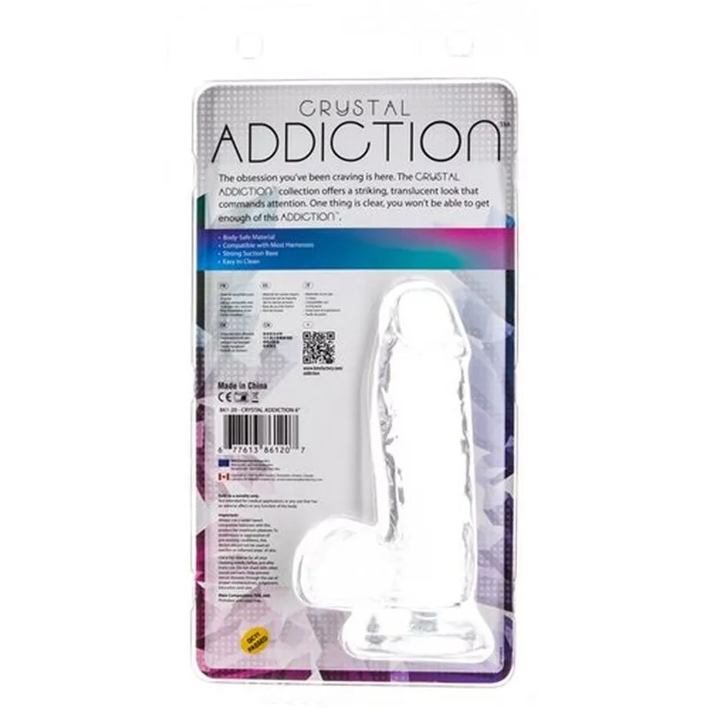 BMS Addiction Crystal 6 Dildo with Balls & Power Bullet Vibrator Dong Sex Toy