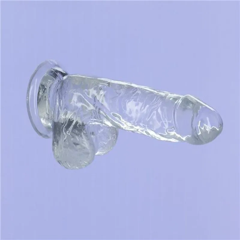 BMS Addiction Crystal 6 Dildo with Balls & Power Bullet Vibrator Dong Sex Toy