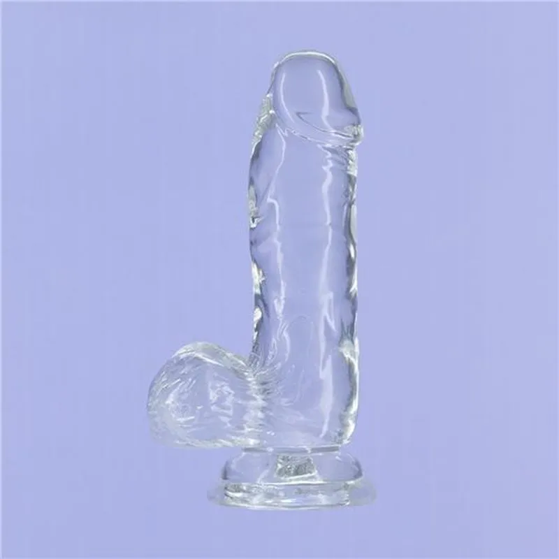 BMS Addiction Crystal 6 Dildo with Balls & Power Bullet Vibrator Dong Sex Toy