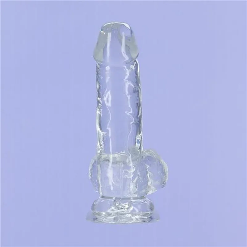 BMS Addiction Crystal 6 Dildo with Balls & Power Bullet Vibrator Dong Sex Toy