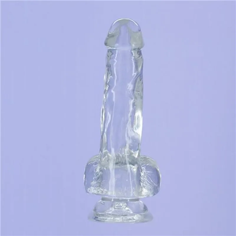 BMS Addiction Crystal 8 Dildo with Balls & Power Bullet Vibrator Dong Sex Toy