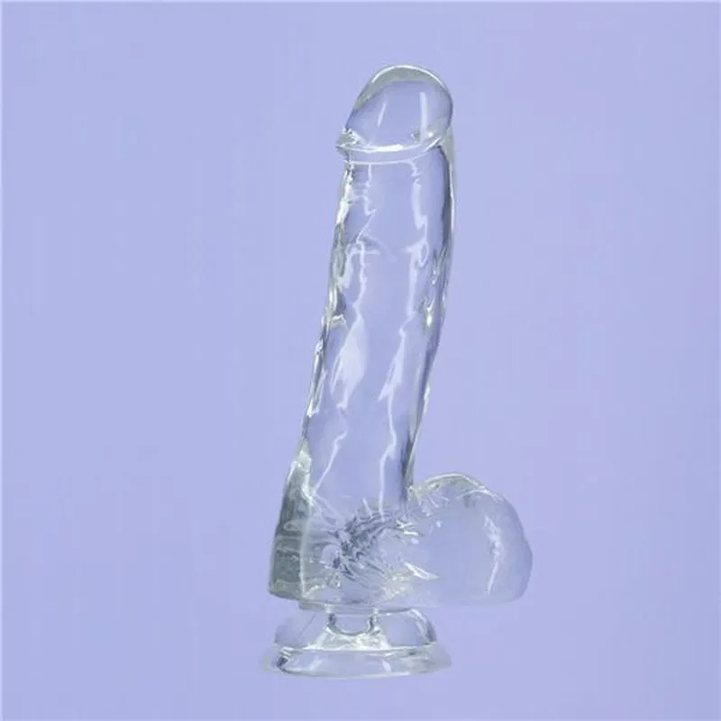 BMS Addiction Crystal 8 Dildo with Balls & Power Bullet Vibrator Dong Sex Toy