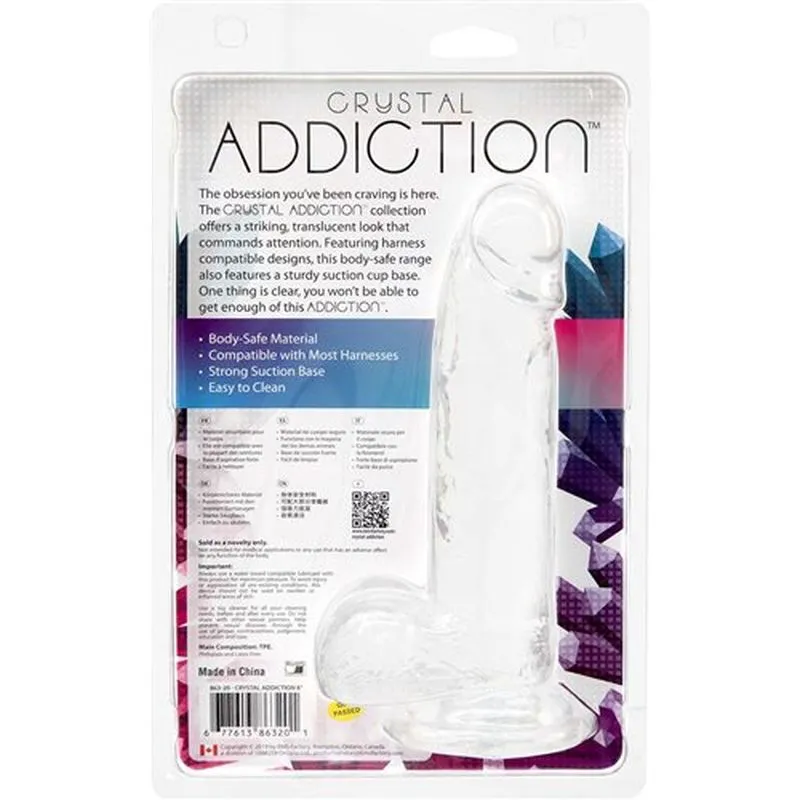 BMS Addiction Crystal 8 Dildo with Balls & Power Bullet Vibrator Dong Sex Toy