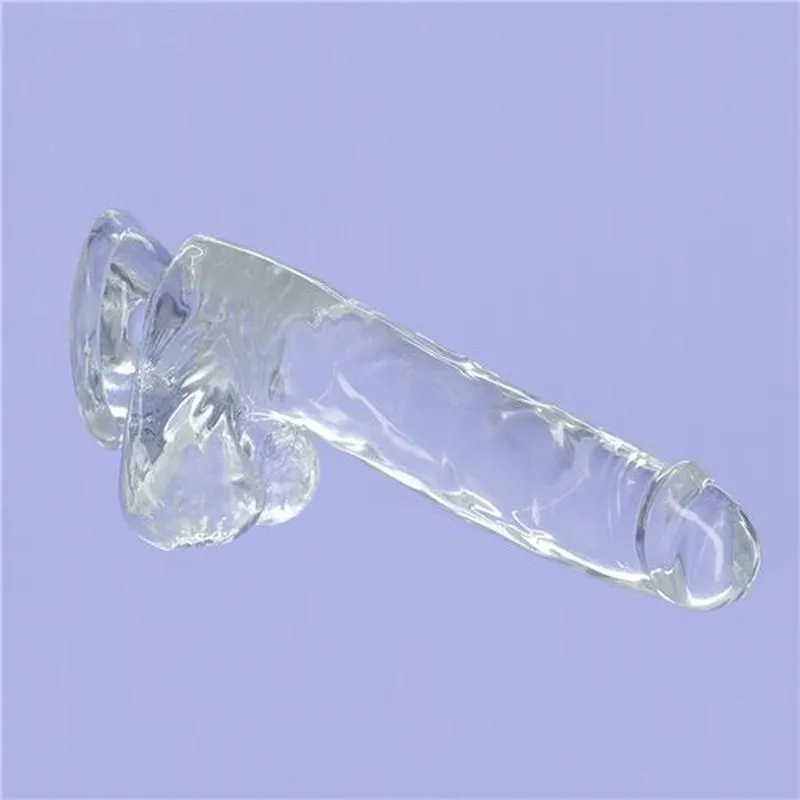 BMS Addiction Crystal 8 Dildo with Balls & Power Bullet Vibrator Dong Sex Toy