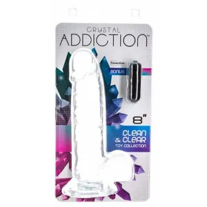 BMS Addiction Crystal 8 Dildo with Balls & Power Bullet Vibrator Dong Sex Toy