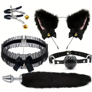 Five-piece Sex Toys Set Anal Plug Male Female Sex Toys Sm Metal Fox Tail