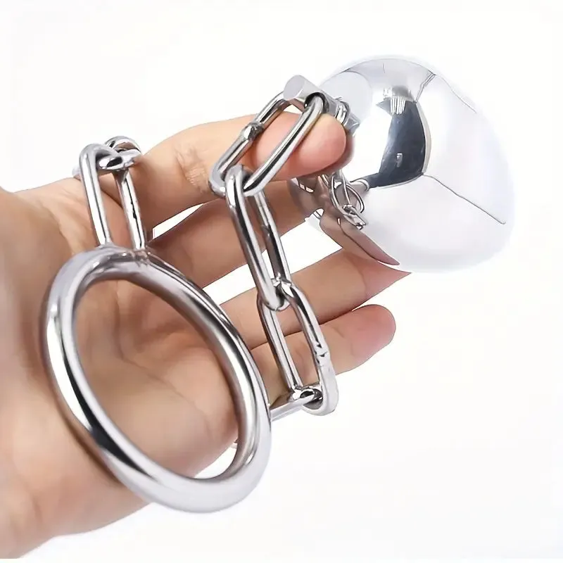 Large Metal Stainless Steel Detachable Chain Anal Plug Adult Sex Toy