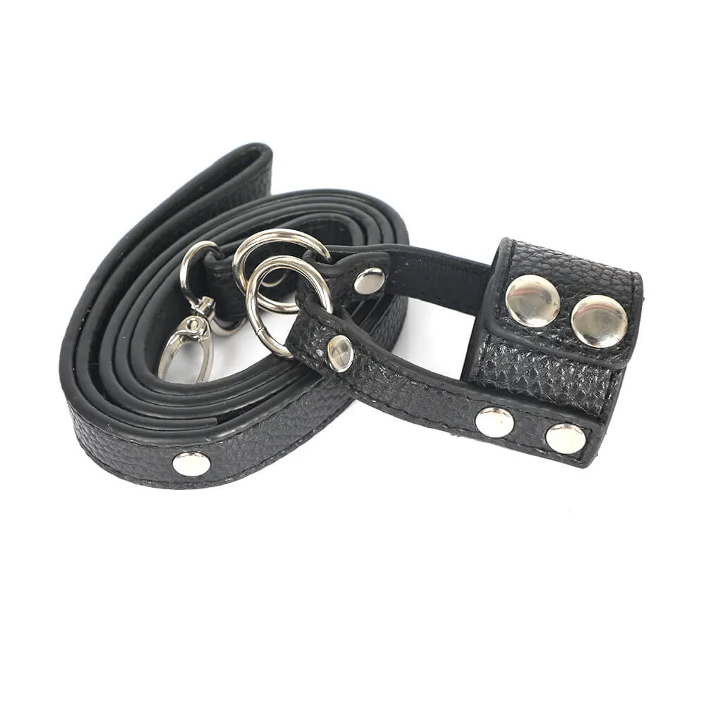 Leather Ball Stretcher BDSM Bondage Sex Toy For Men Penis Chain Leash