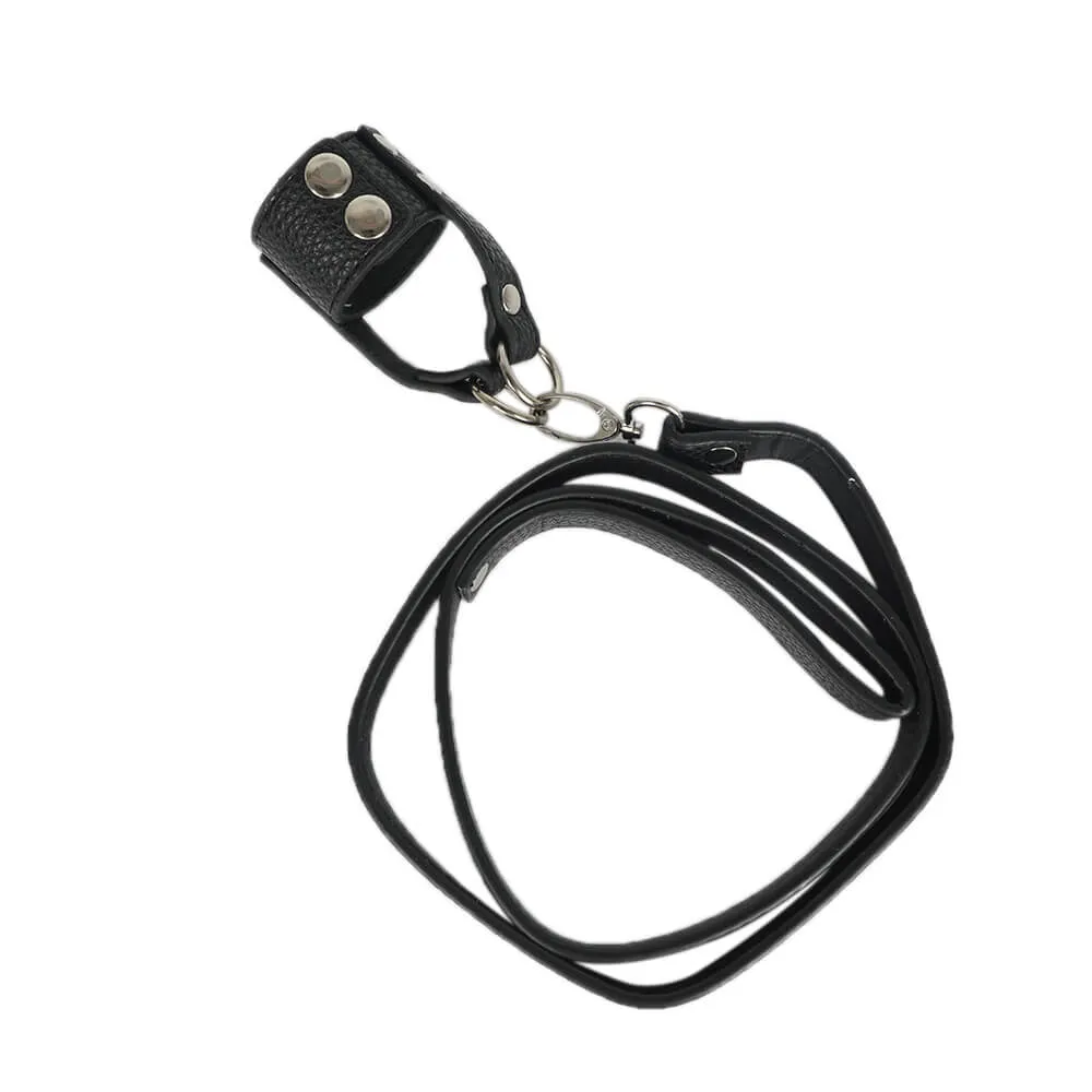 Leather Ball Stretcher BDSM Bondage Sex Toy For Men Penis Chain Leash