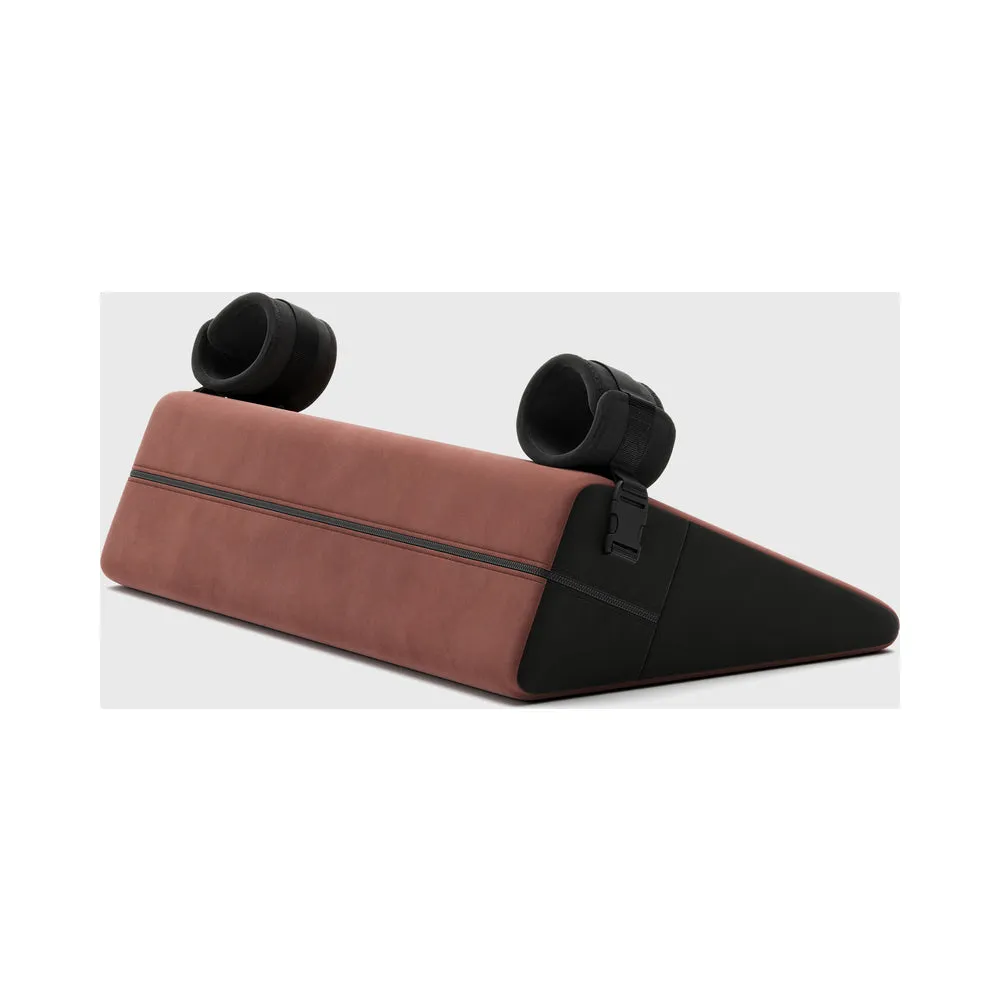 Liberator Black Label Wedge 24 in. Sex Position Pillow with Cuffs Décor Velvet Mauve
