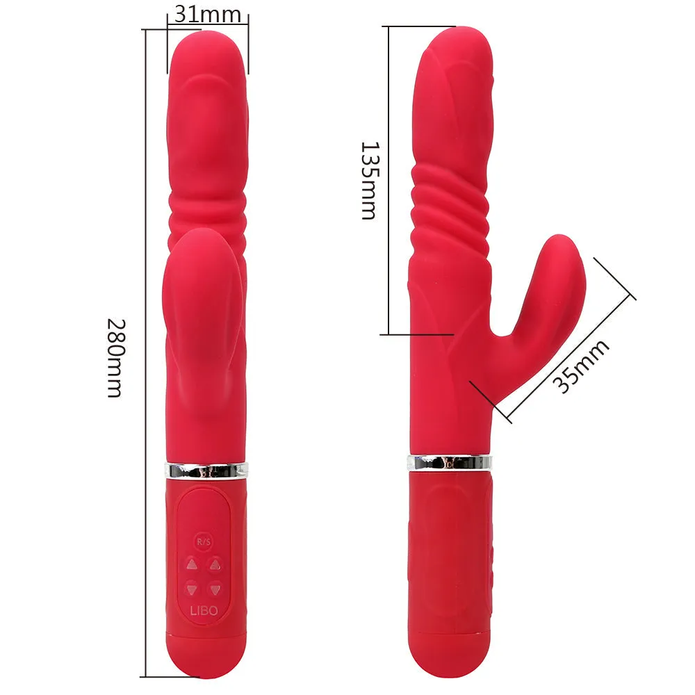 Libo Thrusting Rotating G-Spot Rabbit Vibrator Rechargeable Dildo Pink
