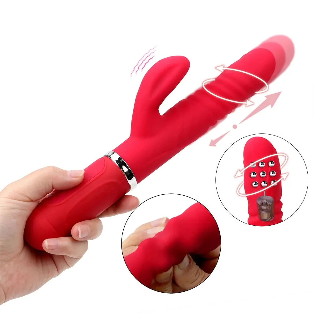 Libo Thrusting Rotating G-Spot Rabbit Vibrator Rechargeable Dildo Pink