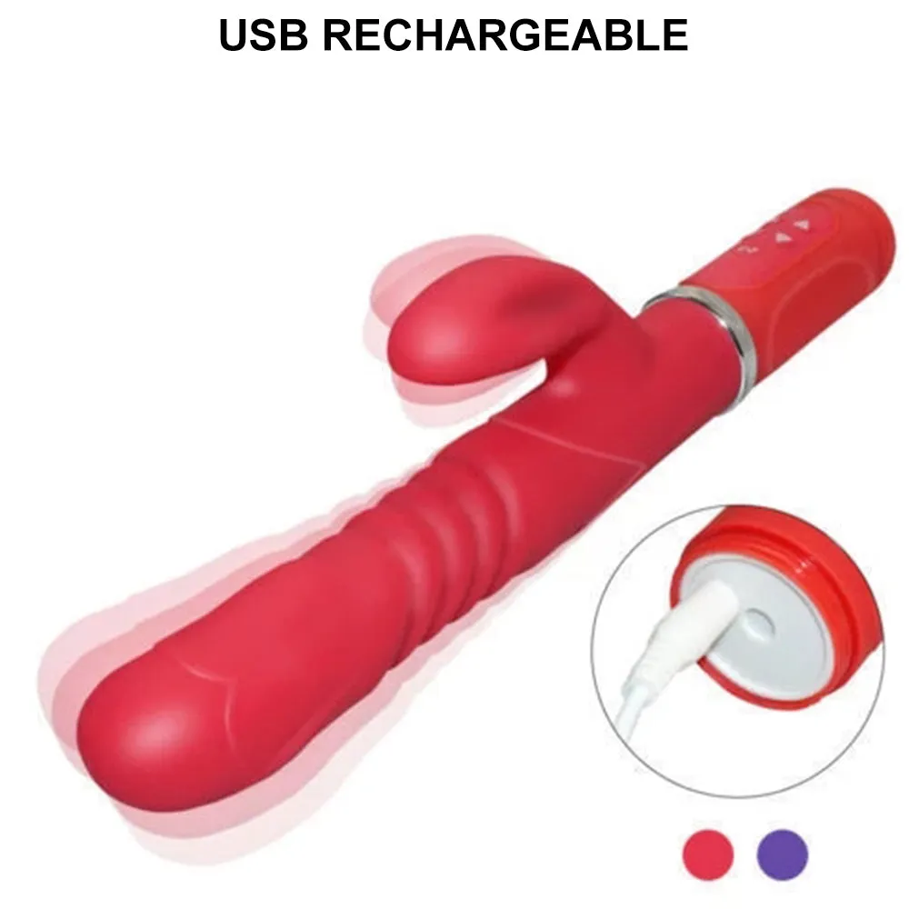 Libo Thrusting Rotating G-Spot Rabbit Vibrator Rechargeable Dildo Pink