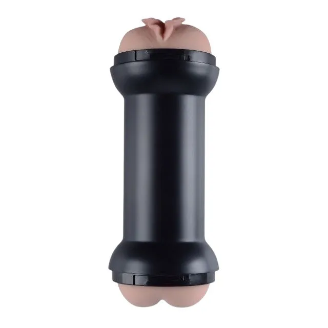 Masturbator dublu LOVETOY Double Side Stroker. simulare vaginală și orală realistă. lungime 22 cm. negru