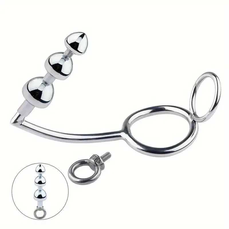 Multifunctional Metal Anal Plug Penis Ring Set Non-Latex Anal Sex Toy