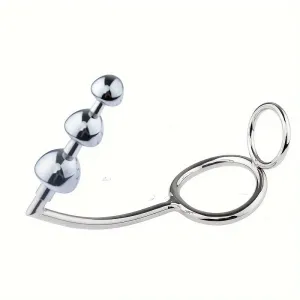Multifunctional Metal Anal Plug Penis Ring Set Non-Latex Anal Sex Toy