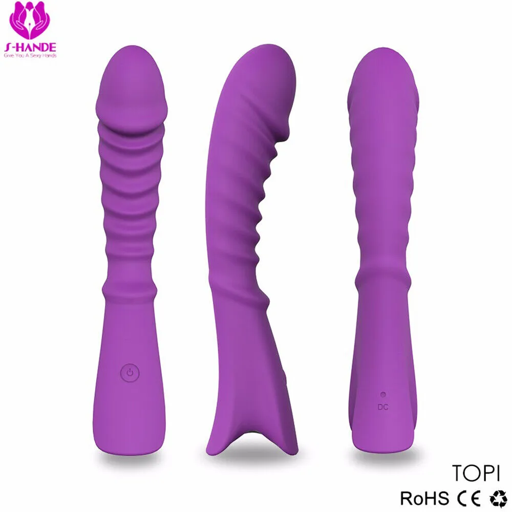 NEW S-Hande TOPI Luxury G-Spot Vibrator Ribbed USB Vibrating Dildo Sex Toy