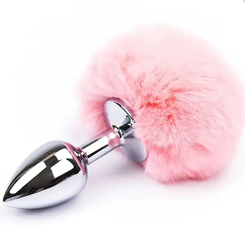 Rabbit Tail Metal Hairball Female Back Court Butt Plug Anal Sex Toy