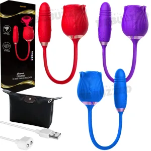 Rose Clitoral Stimulator Sucking Vibrator THRUSTING Dildo Clit Sucker Sex Toy