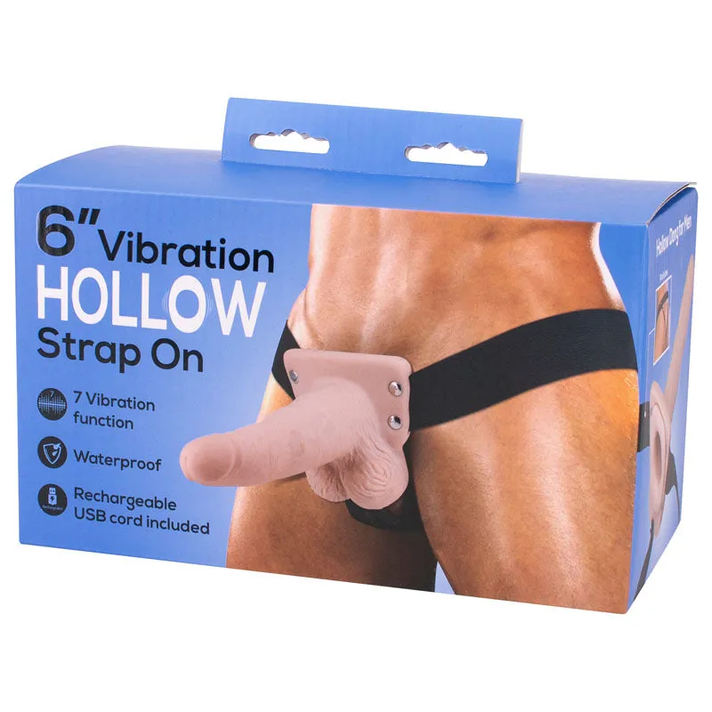 Seven Creations 6 Hollow Vibrating Strap-On Dildo Rechargeable Vibrator Sex Toy
