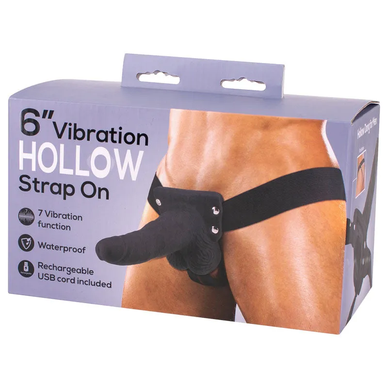 Seven Creations 6 Hollow Vibrating Strap-On Dildo Rechargeable Vibrator Sex Toy