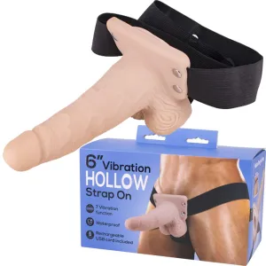 Seven Creations 6 Hollow Vibrating Strap-On Dildo Rechargeable Vibrator Sex Toy