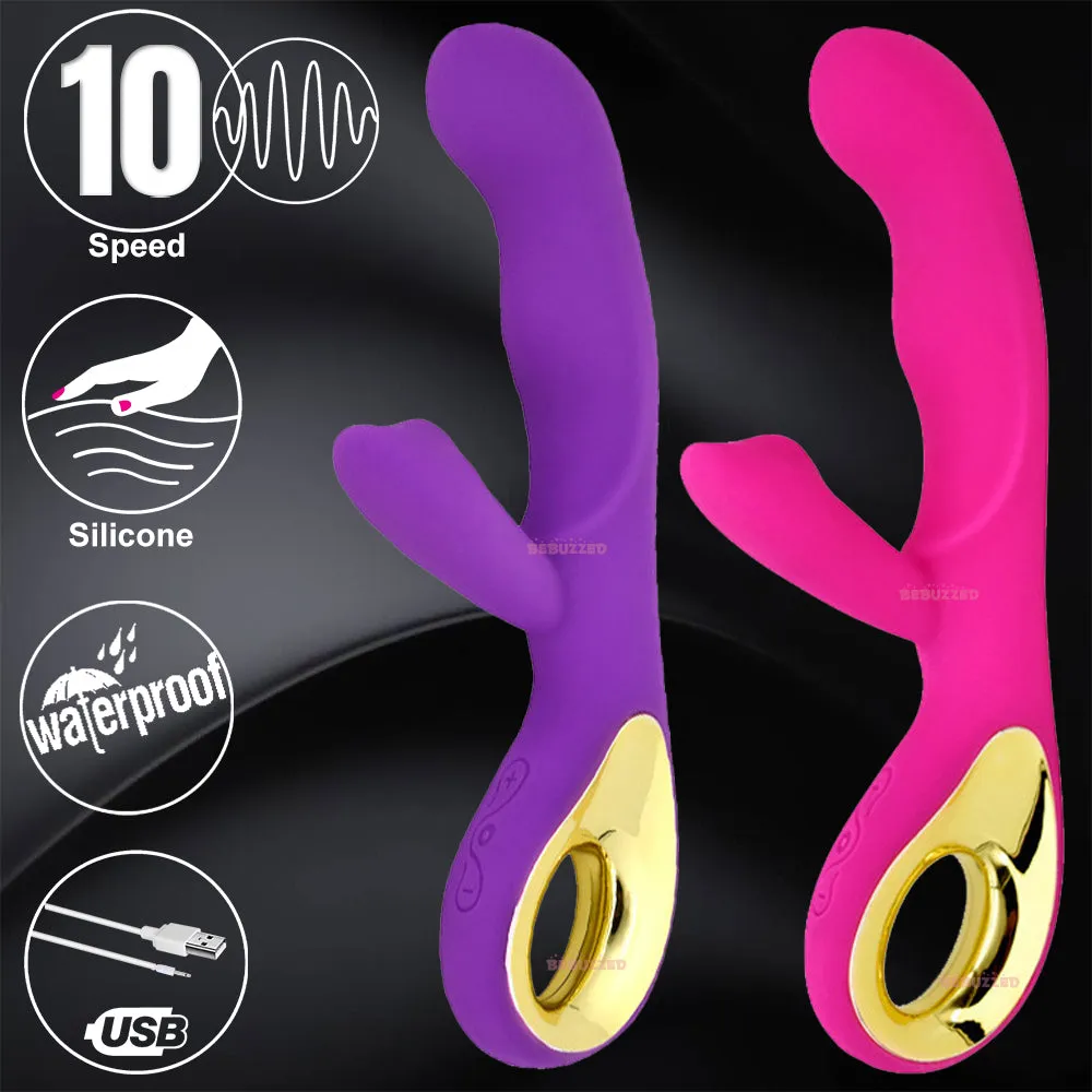 Sex Angel G-Spot Rabbit Vibrator Curved Clitoral Stimulator Rechargeable
