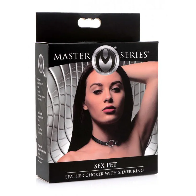 Sex Pet Leather Choker With Silver Ring