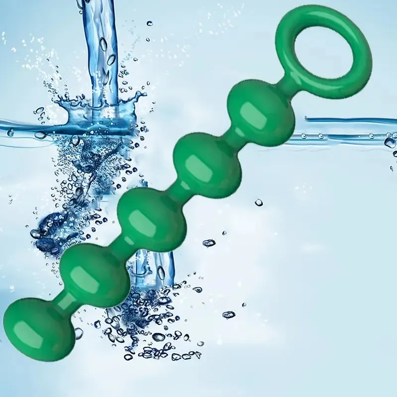Silicone Anal Bead With 5 Balls Green Butt Plug Anal Sex Toy Pull Ring