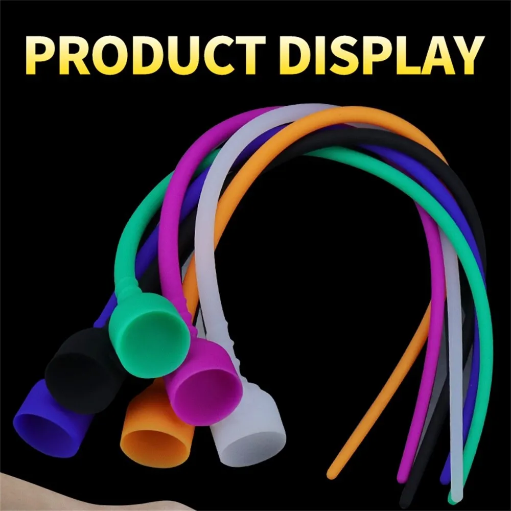 Silicone Long Urethral Sounding Penis Plug Cum Stopper Male Sex Toy
