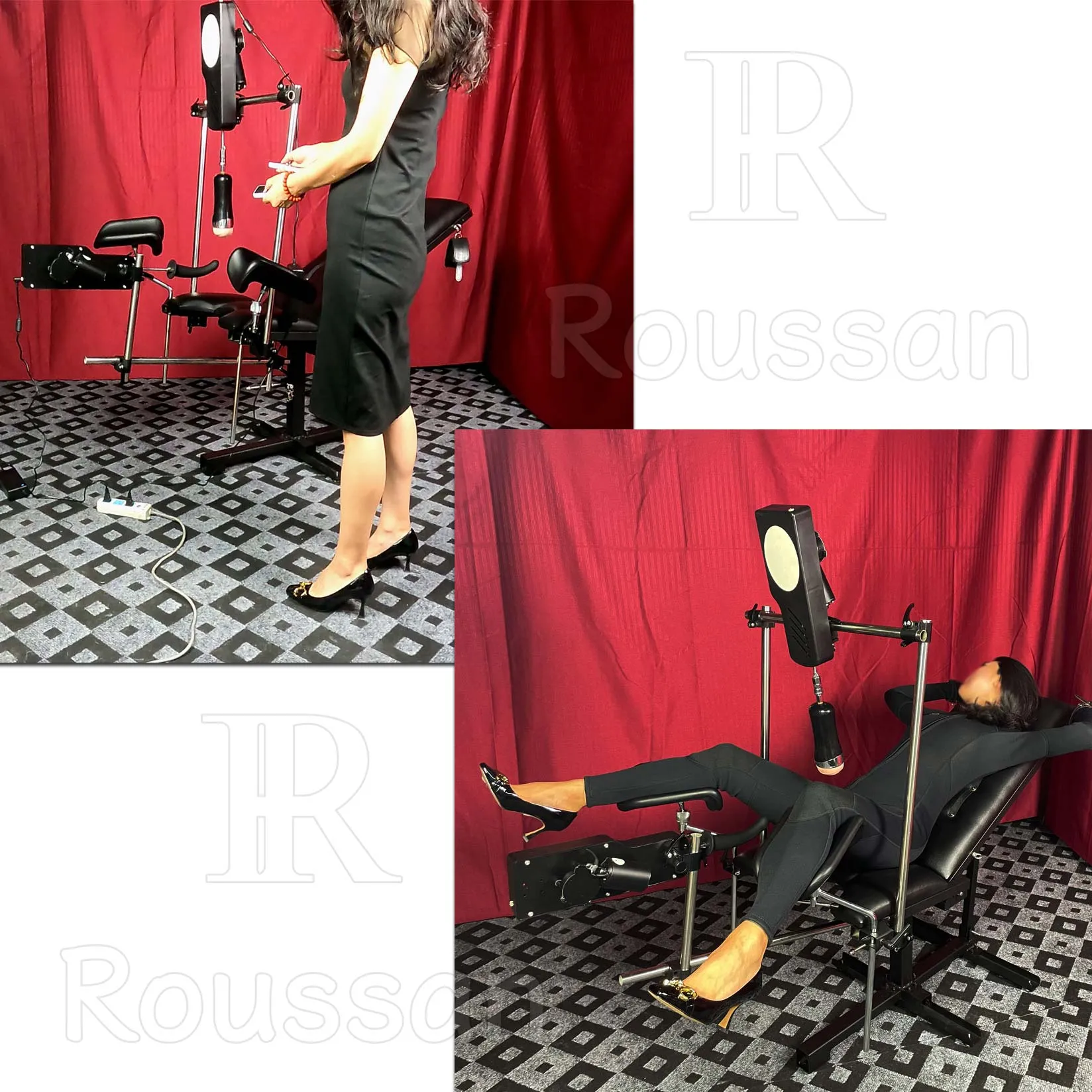 Ultimate Obedience Chair with Roussan Fuck Machine. BDSM Bondage Sex Furniture